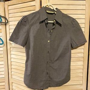Eddie Bauer Women’s Sz Small Short Sleeve Black White check dress shirt Gingham